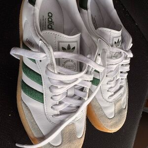 adidas Samba White and Green Athletic Shoes
